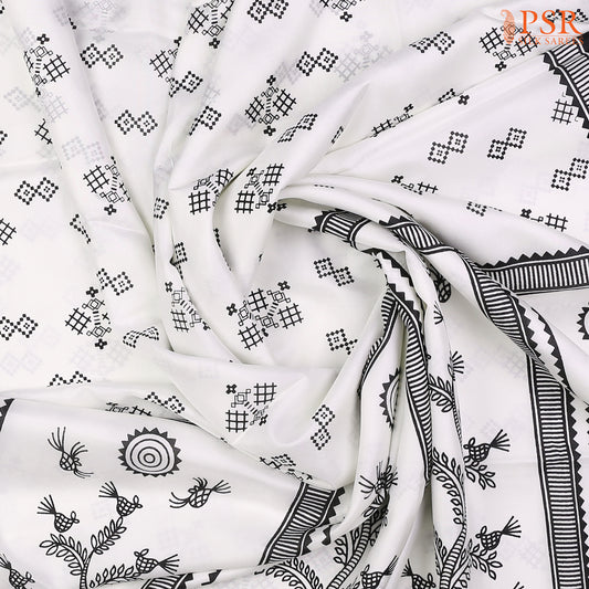 Floral White Murshidabad Silk Saree