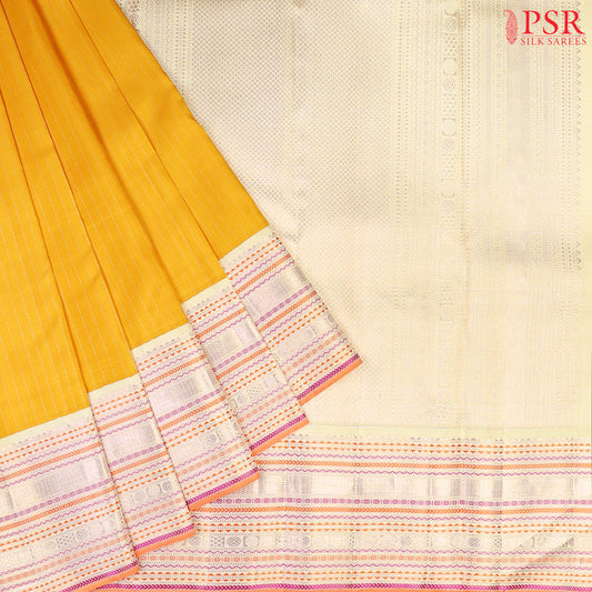 Amber Yellow Kanchipuram Silk Saree