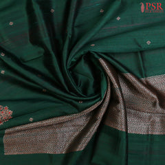 Dark Green Banaras Jute Silk Saree