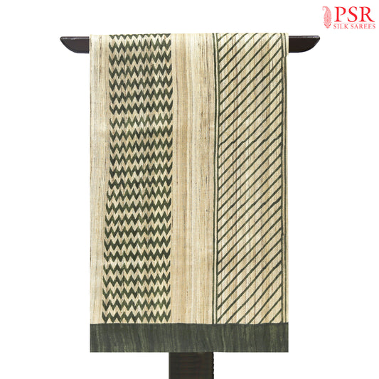 Ghicha Tussar - Beige & Green