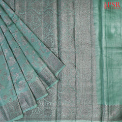 Medium Teal Banaras Tussar Silk Saree