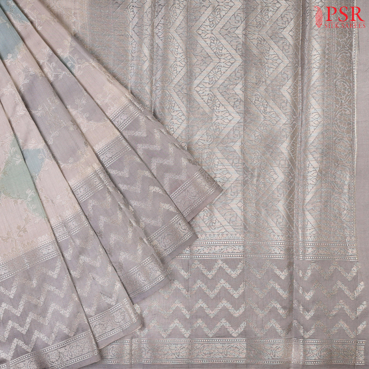 Pastel Grey Chiniya Silk Saree