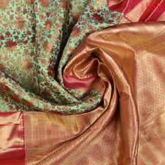 Seafoam Green Bridal Kanjivaram Silk Saree