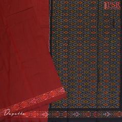 Black & Maroon Pochampally Silk Cotton Dress Material