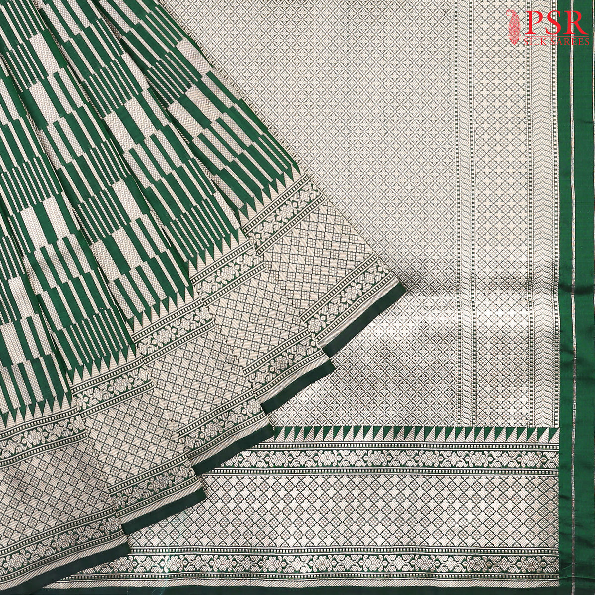 Dark Green Banaras Silk Saree