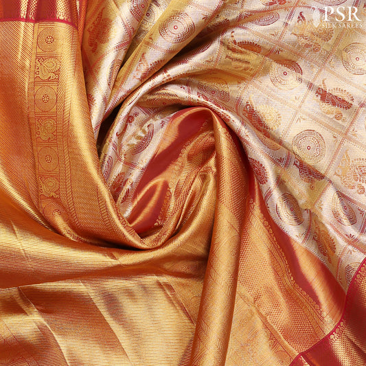 Golden Beige Kanchipuram Tissue Silk Saree