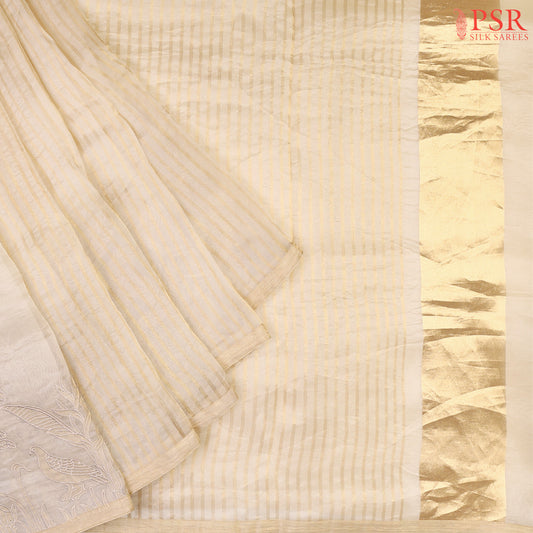 Light Sepia Beige Organza Saree