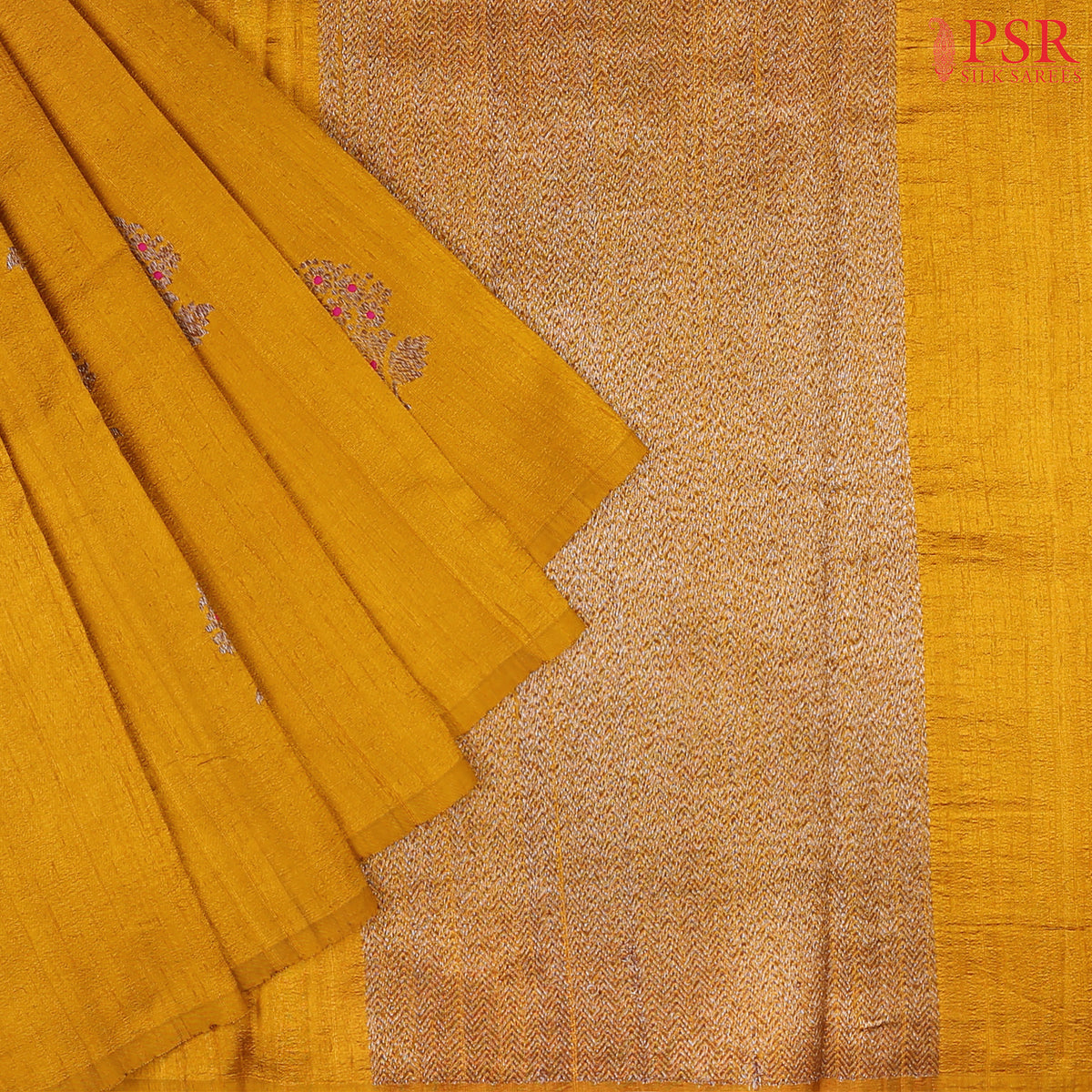 Amber Yellow Banaras Jute Silk Saree