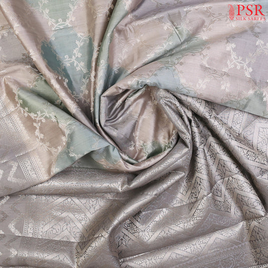 Pastel Grey Chiniya Silk Saree