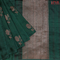 Dark Green Banaras Jute Silk Saree