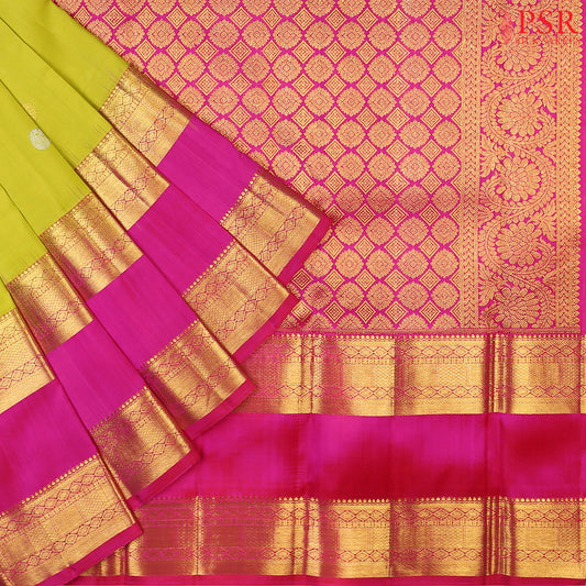 Chartreuse Green Kanchipuram Silk Saree