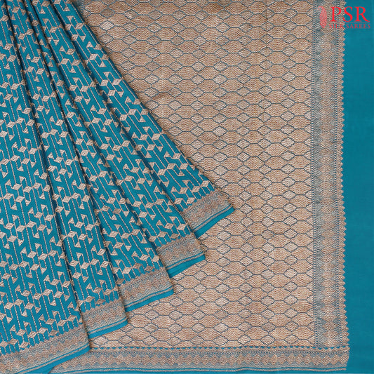 Chintamani Blue Georgette Silk Saree