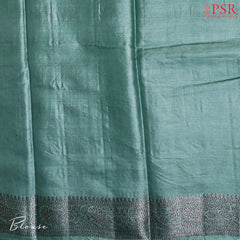 Medium Teal Banaras Tussar Silk Saree