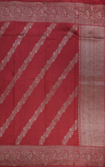 Dark Red Banaras Jute Silk Saree