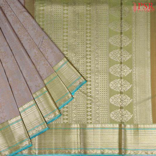 Cloud Grey Kanchipuram Silk Saree