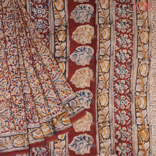 Maroon Kalamkari Cotton Saree