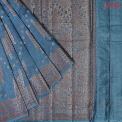 Peacock Blue Banaras Tussar Silk Saree