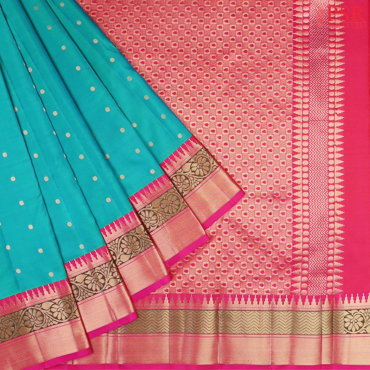 Turquoise Cyan Fancy Kanchipuram Silk Saree