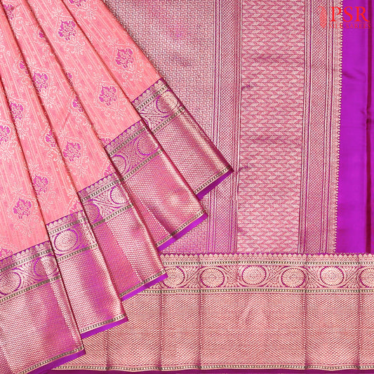 Carnation Pink Kanchipuram Silk Saree