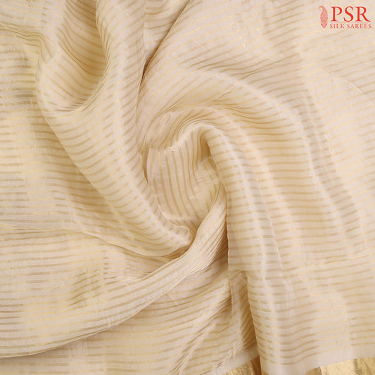 Light Sepia Beige Organza Saree