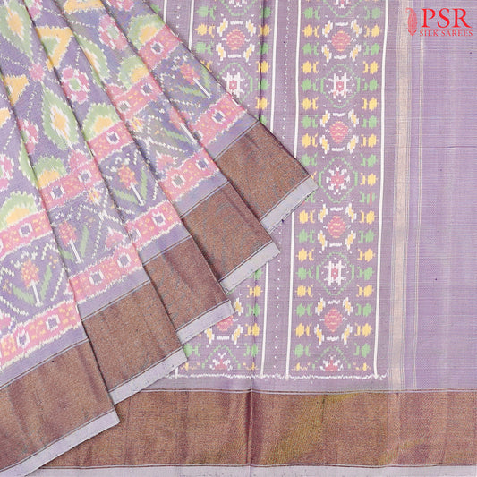 Pastel Lavender Pochampally Ikat Silk Saree