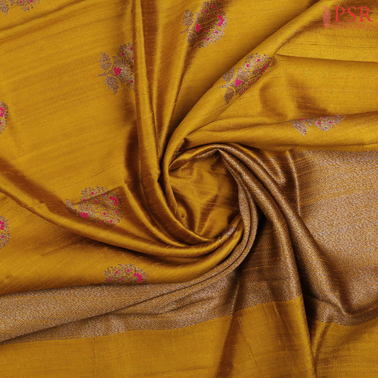 Amber Yellow Banaras Jute Silk Saree