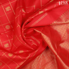 Scarlet Red Kanchipuram Silk Saree