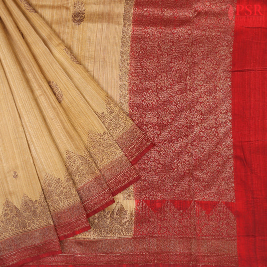 Tuscan Beige Banaras Jute Silk Saree