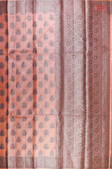 Coral Peach Banaras Tussar Silk Saree