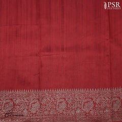 Dark Red Banaras Jute Silk Saree