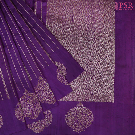 Royal Purple Banaras Jute Silk Saree