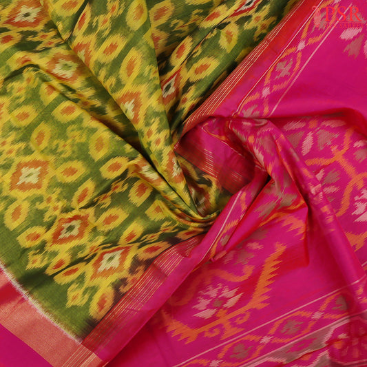 Pear Green Patola Silk Cotton Saree