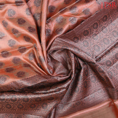 Coral Peach Banaras Tussar Silk Saree