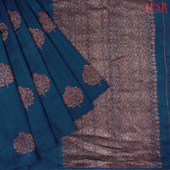 Peacock Blue Banaras Jute Silk Saree