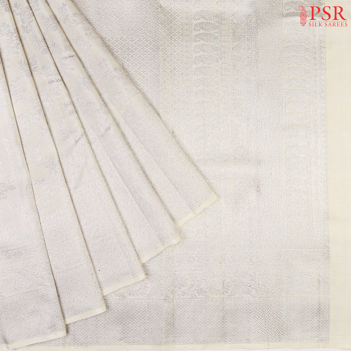 Pearl White Kanchipuram Silk Saree