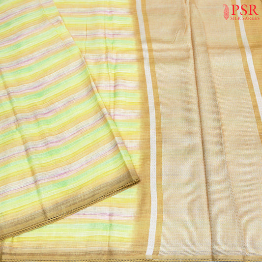 Shades Of Yellow Pure Linen Saree