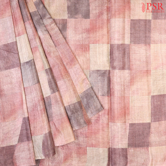 Dusty Mauve Kadhi Tussar Silk Saree