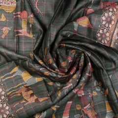 Dark Ebony Green Kadhi Tussar Silk Saree