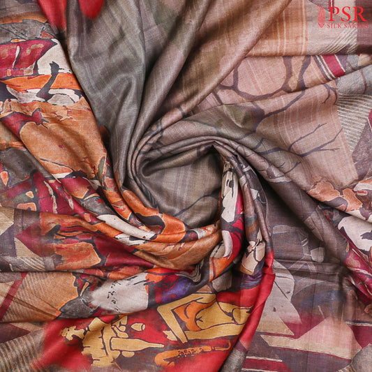 Grey Shaded Kadhi Tussar Silk Saree