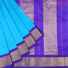 Cerulean Blue Nine Yards Silk Saree