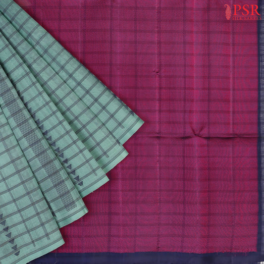 Grey Teal Soft Kora Silk Saree