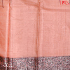 Coral Peach Banaras Tussar Silk Saree