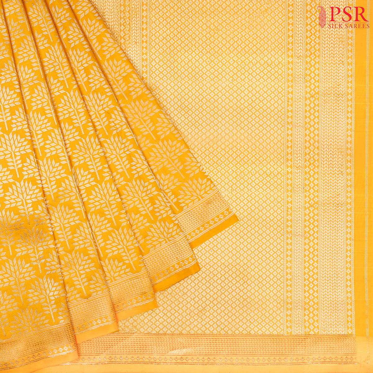 Amber Yellow Banaras Silk Saree