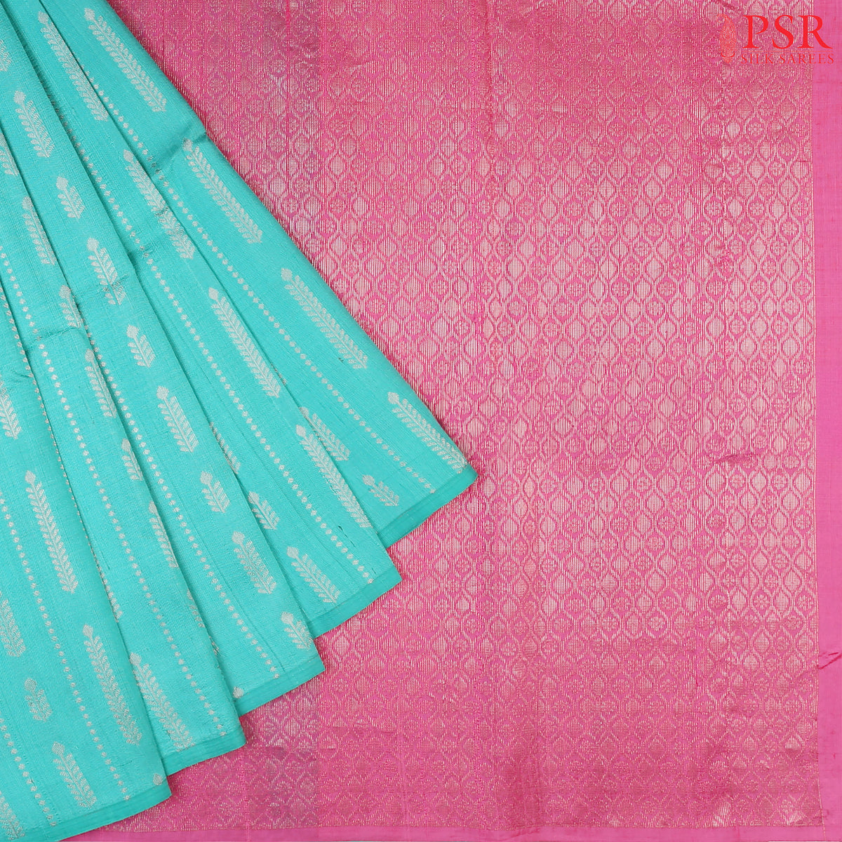 Turquoise Jute Soft Silk Saree