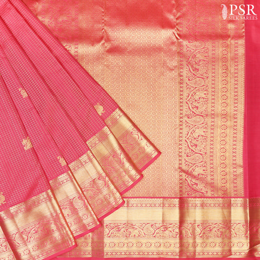 Brink Pink Fancy Kanchipuram Silk Saree