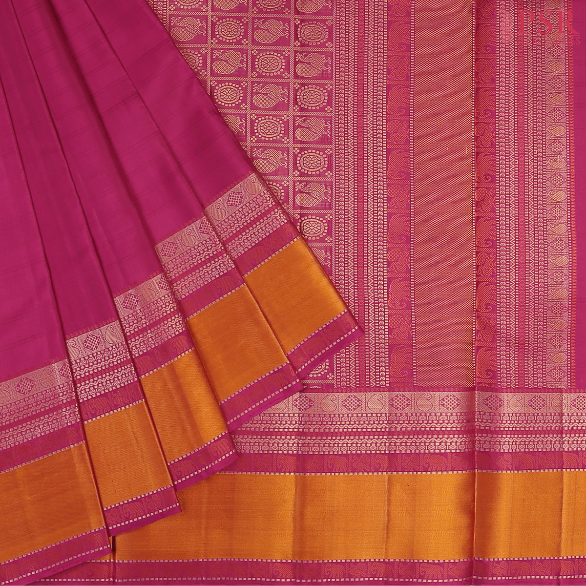 Dark Hibiscus Pink Soft Silk Saree