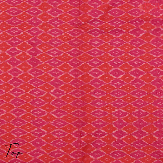 Red & Dark Pink Pochampally Silk Cotton Dress Material