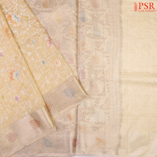 Golden Yellow Tissue Embroidery Saree