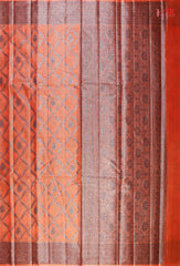 Coral Orange Banaras Tussar Silk Saree