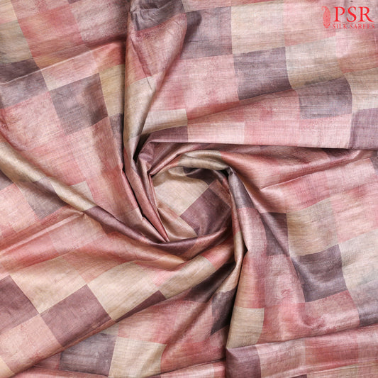 Dusty Mauve Kadhi Tussar Silk Saree